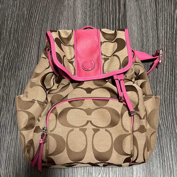 Coach Tan and Pink Backpack - Picture 1 of 6